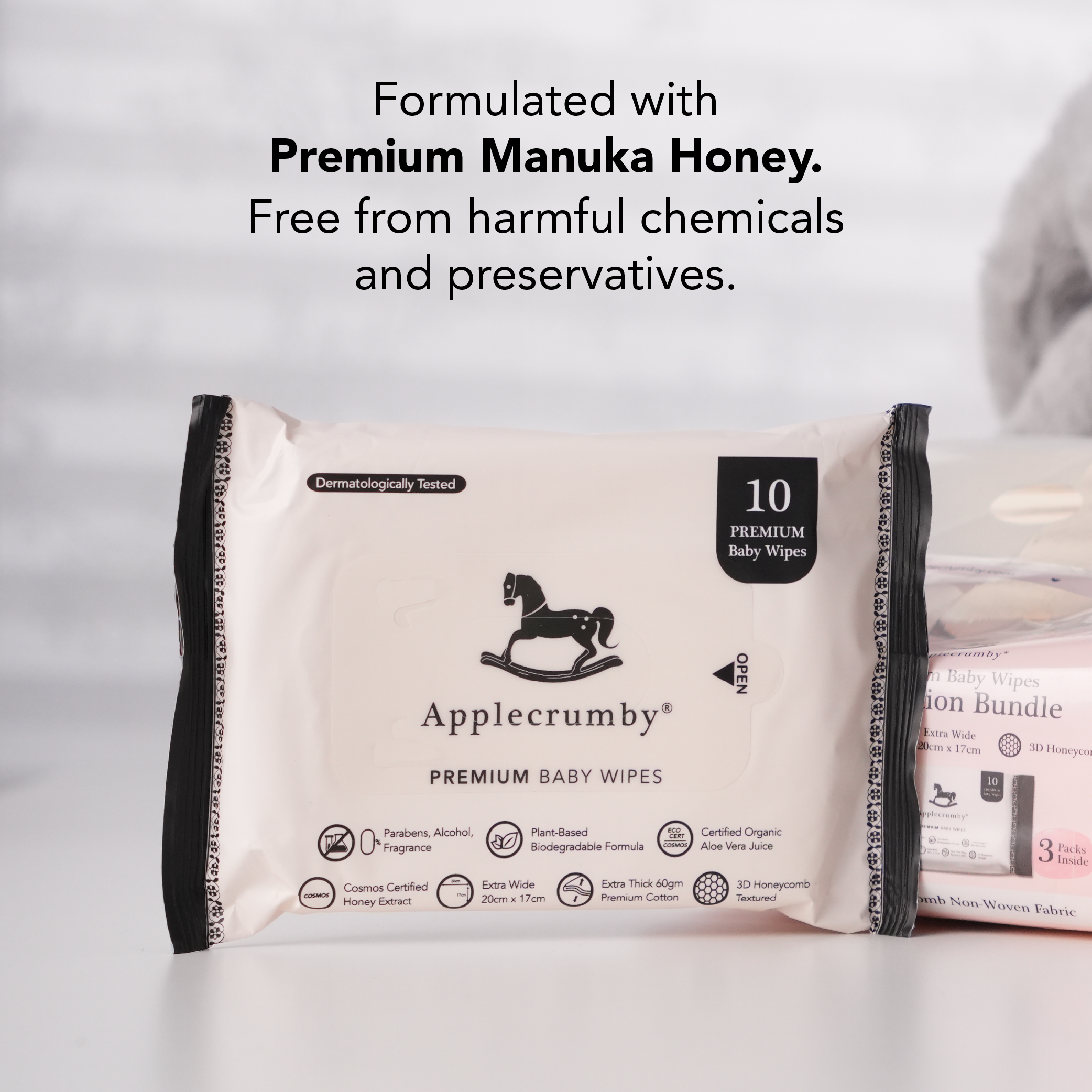 Premium Honey Wipes 10s (3 Packs)
